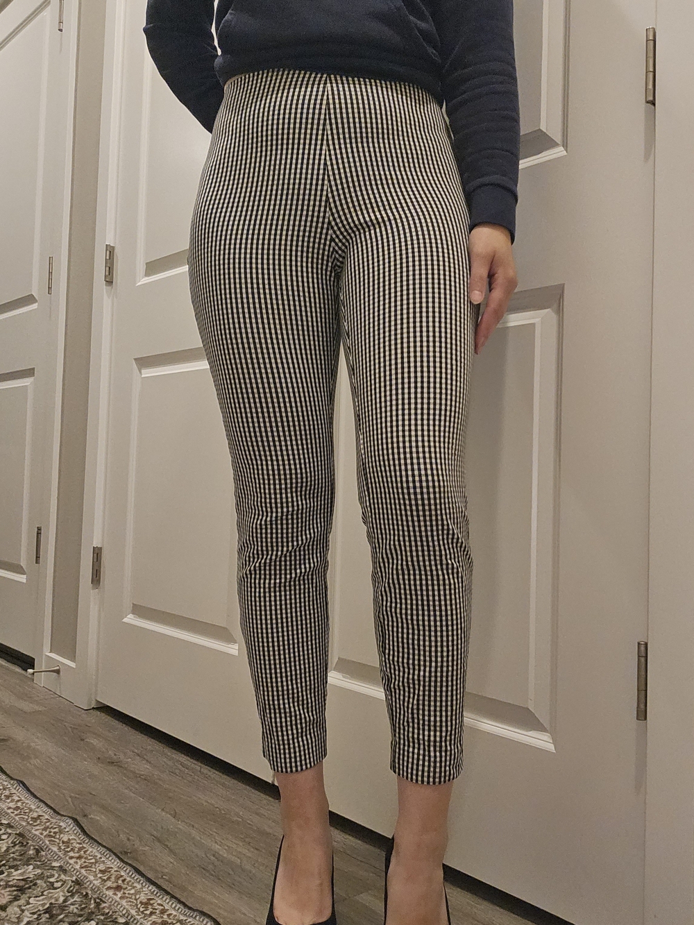 Black & White Gingham Slim Cropped Pants